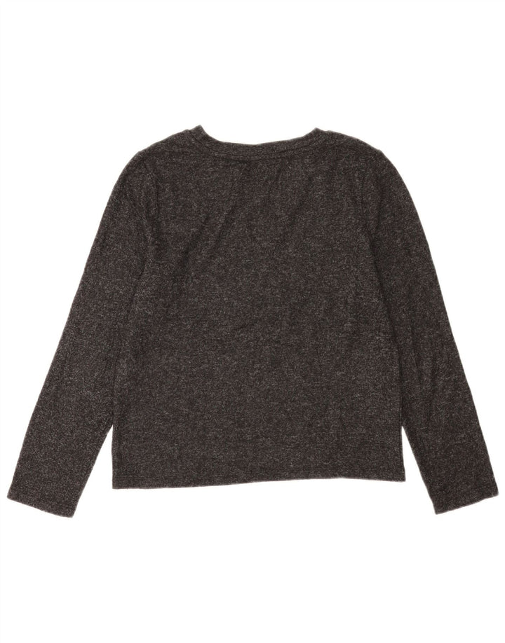 Top feminino Marks & Spencer manga comprida UK 12 poliéster cinza médio