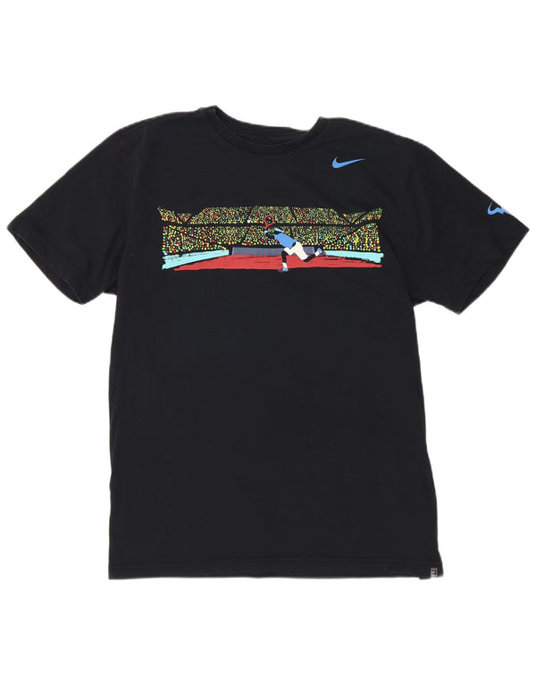 Camiseta Nike masculina Dri Fit Graphic Top grande algodão azul marinho