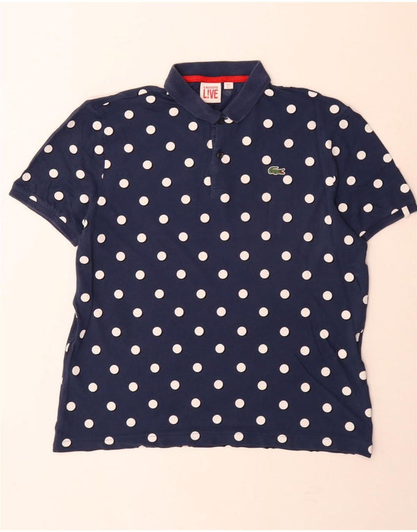 Camisa polo masculina Lacoste tamanho 5 grande algodão com bolinhas azul marinho
