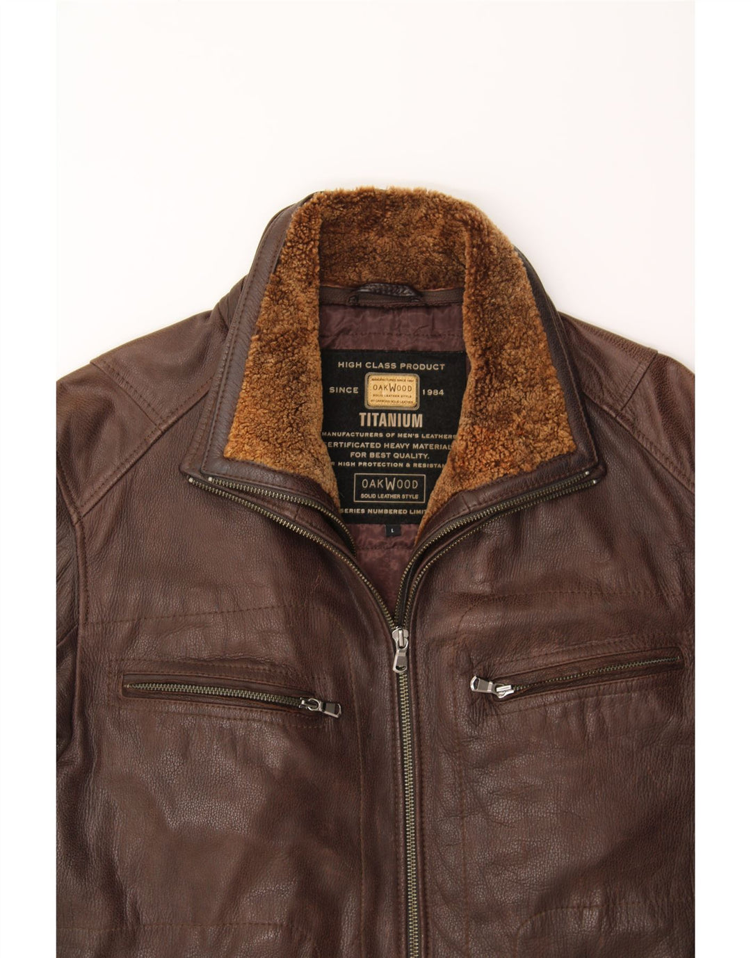 Jaqueta de couro masculina OAKWOOD UK 40 grande marrom
