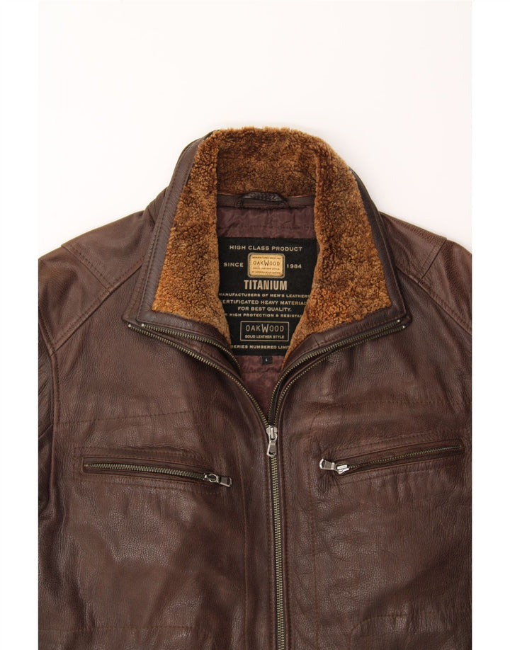Jaqueta de couro masculina OAKWOOD UK 40 grande marrom