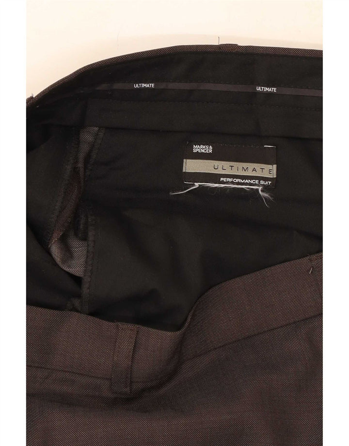 Calça masculina de terno reto Marks & Spencer W40 L29 cinza