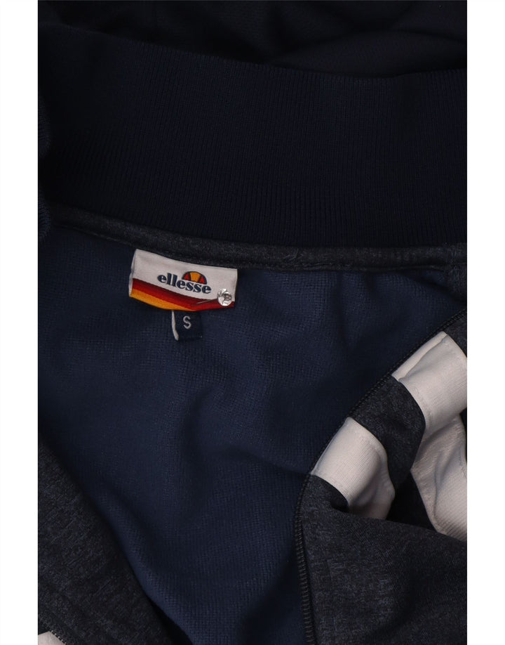 Ellesse Suéter masculino com capuz e zíper pequeno bloco colorido azul marinho