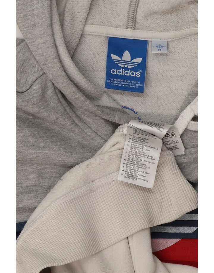 ADIDAS Mens Graphic Hoodie Jumper Médio Cinza Colourblock Algodão
