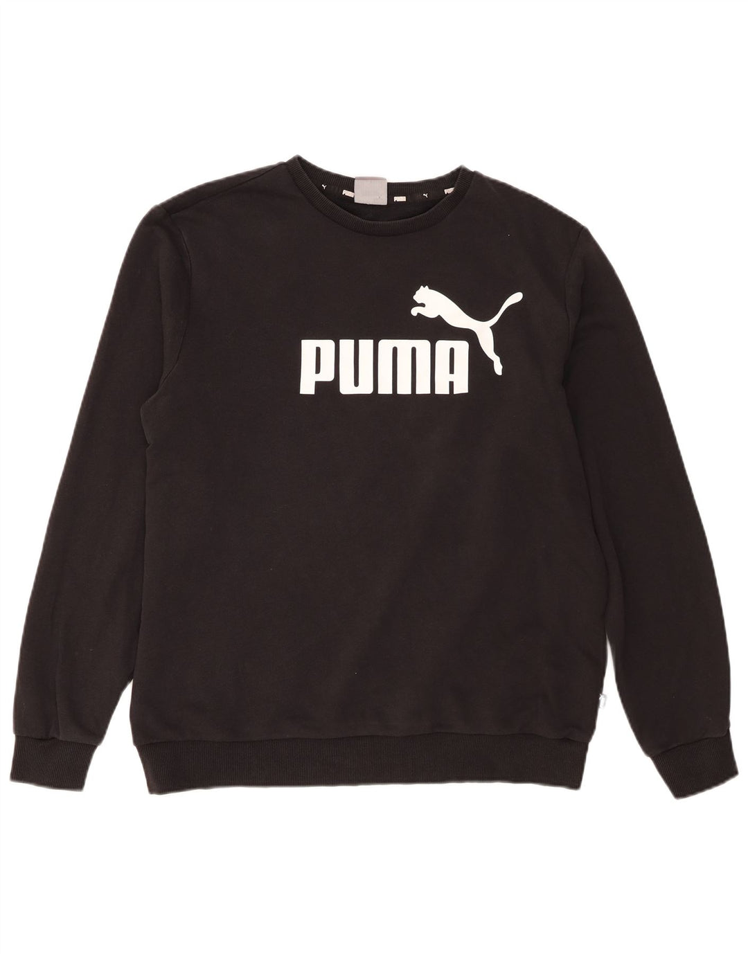 Puma Mens Graphic Moletom Jumper Grande Algodão Preto
