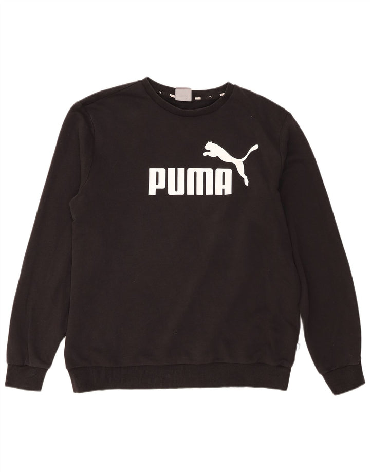 Puma Mens Graphic Moletom Jumper Grande Algodão Preto