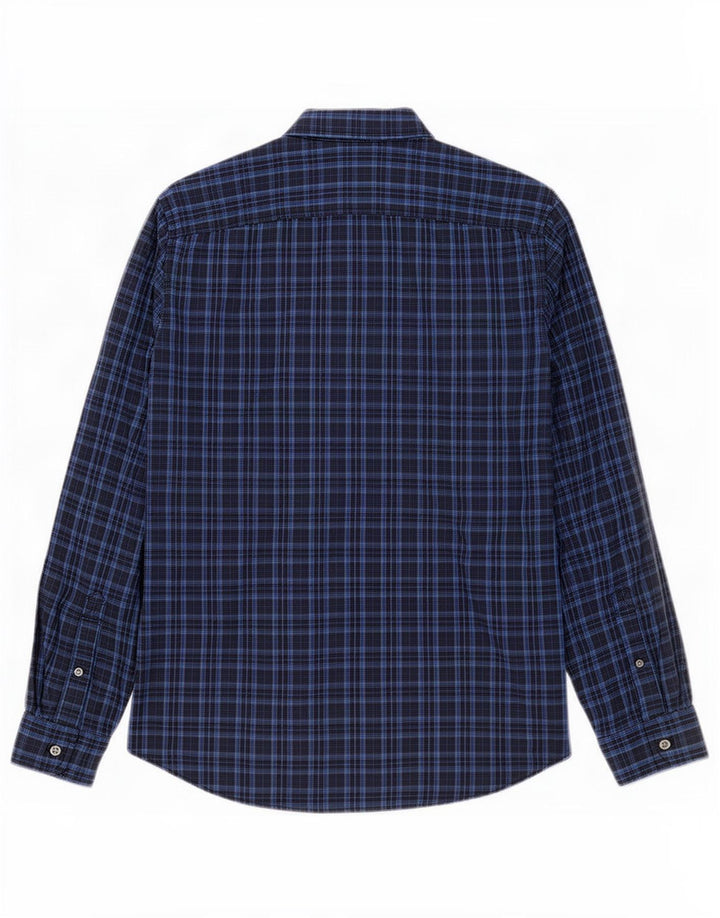 Camisa masculina Timberland Slim Fit médio azul xadrez algodão