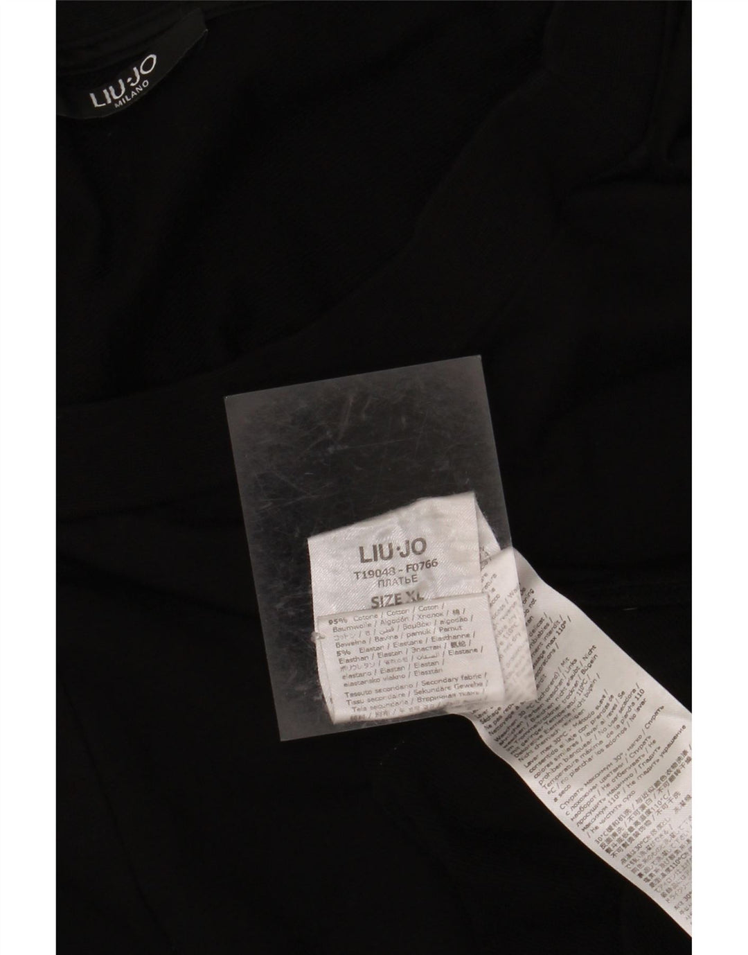 LIU JO Vestido camiseta feminino Milano Reino Unido 18 XL algodão preto