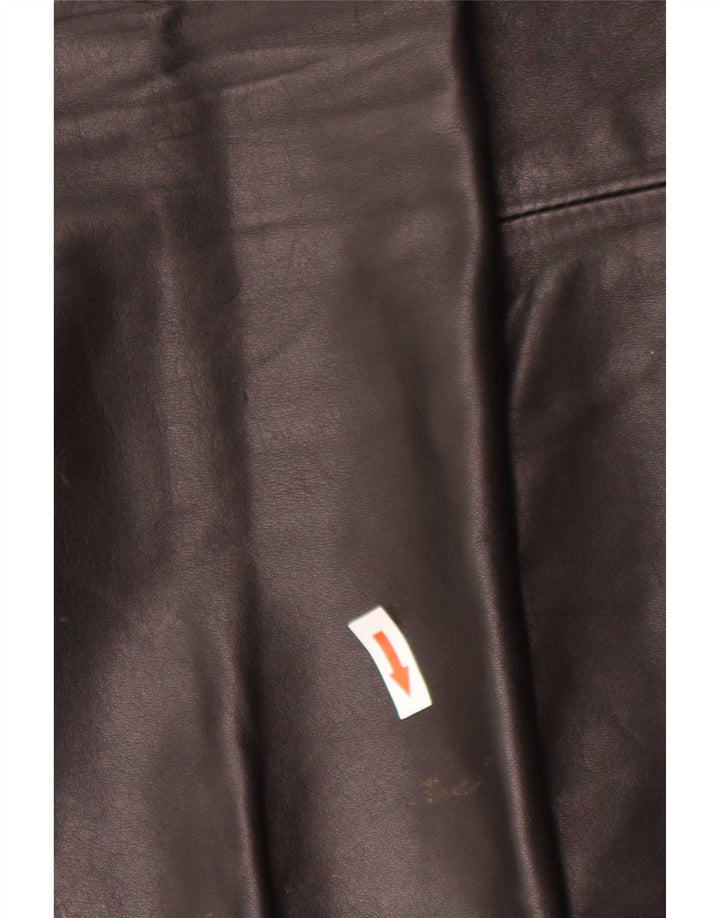 Calças de couro retas masculinas vintage W34 L32 pretas