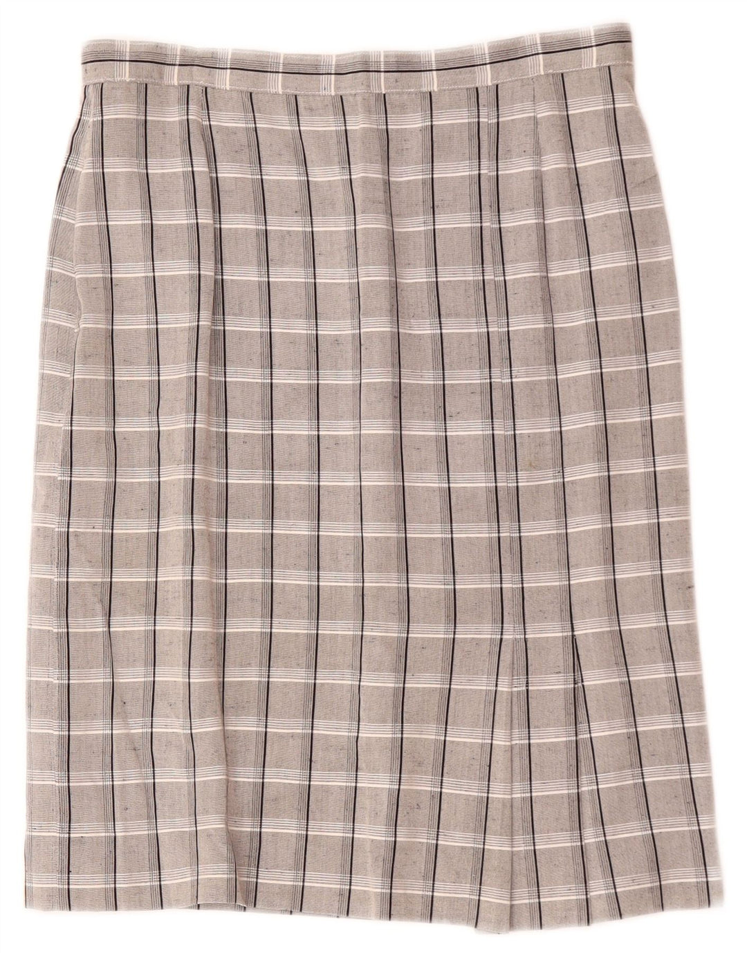 Saia reta feminina vintage W30 xadrez cinza médio