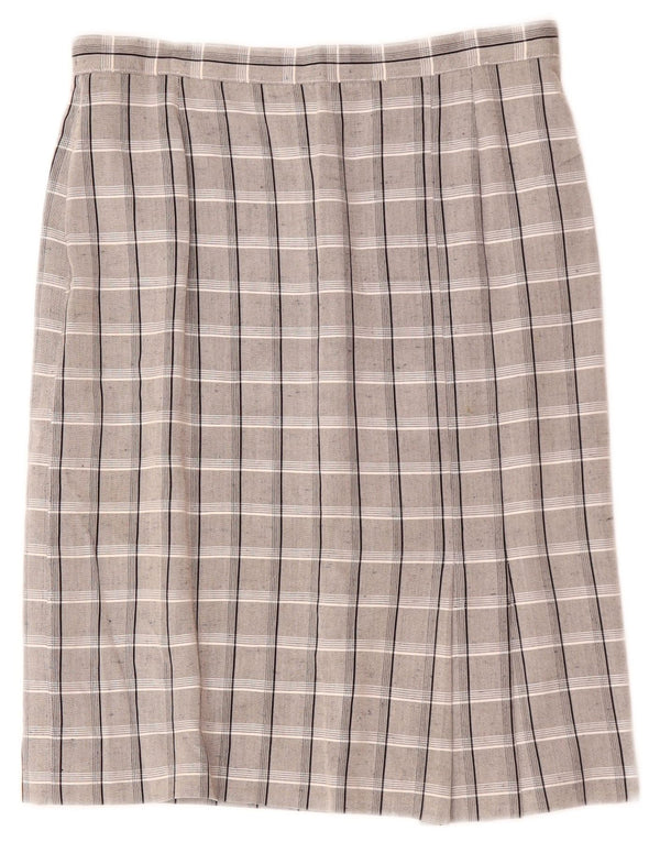 Saia reta feminina vintage W30 xadrez cinza médio