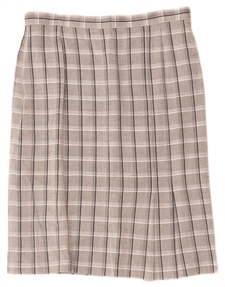 Saia reta feminina vintage W30 xadrez cinza médio