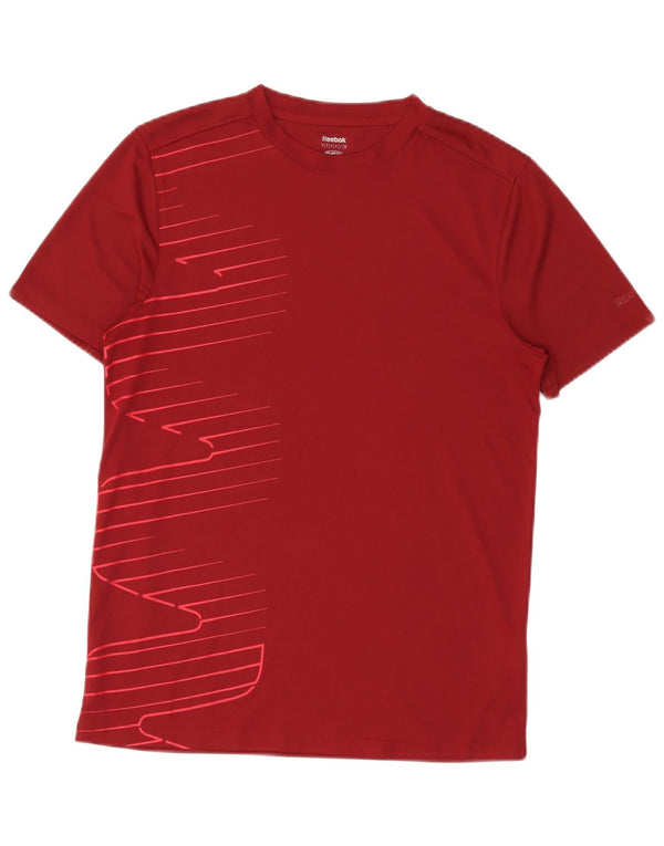 Reebok Mens Graphic T-Shirt Top Pequeno Poliéster Borgonha