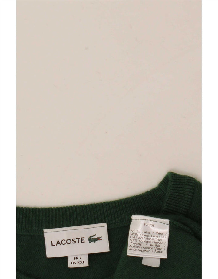 Suéter masculino Lacoste com gola canoa tamanho 7 2XL lã verde