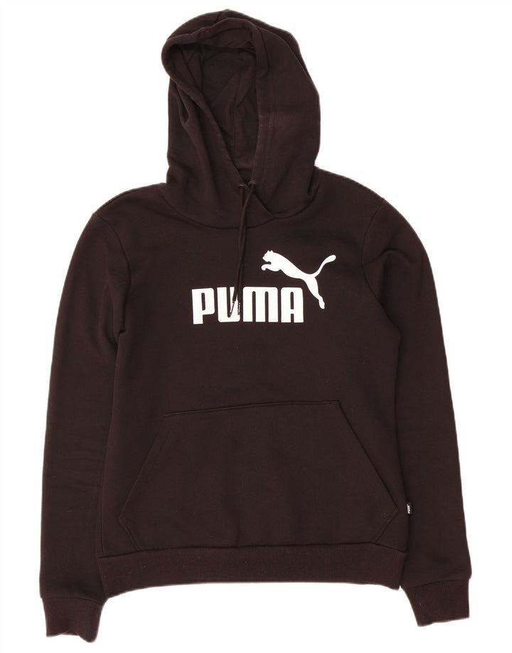 PUMA feminino gráfico moletom com capuz UK 10 pequeno poliéster preto