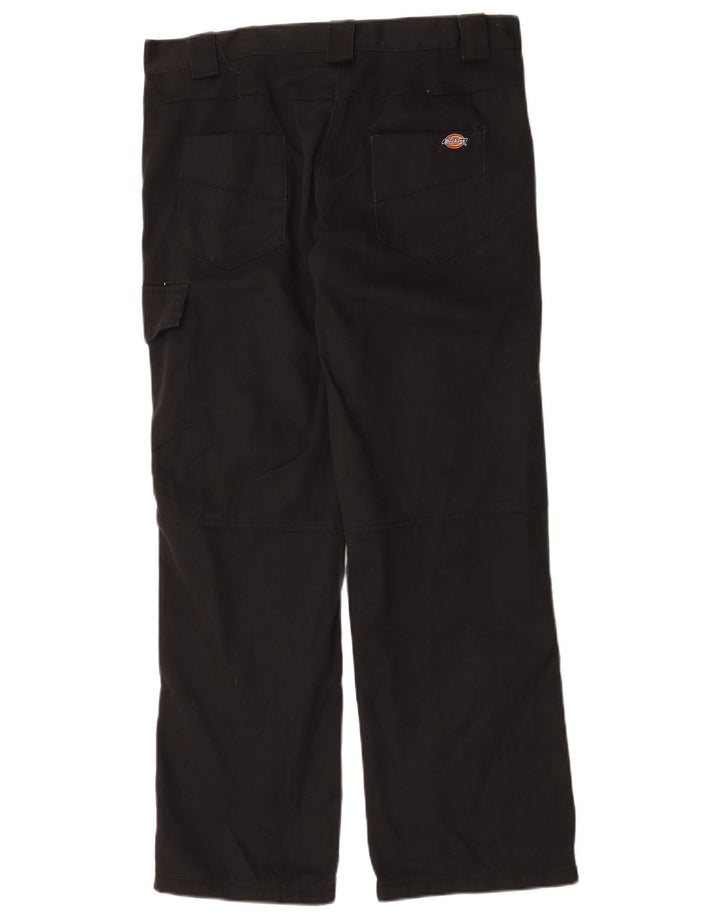 Calças cargo retas femininas Dickies Reino Unido 12 médio W36 L31 poliéster preto