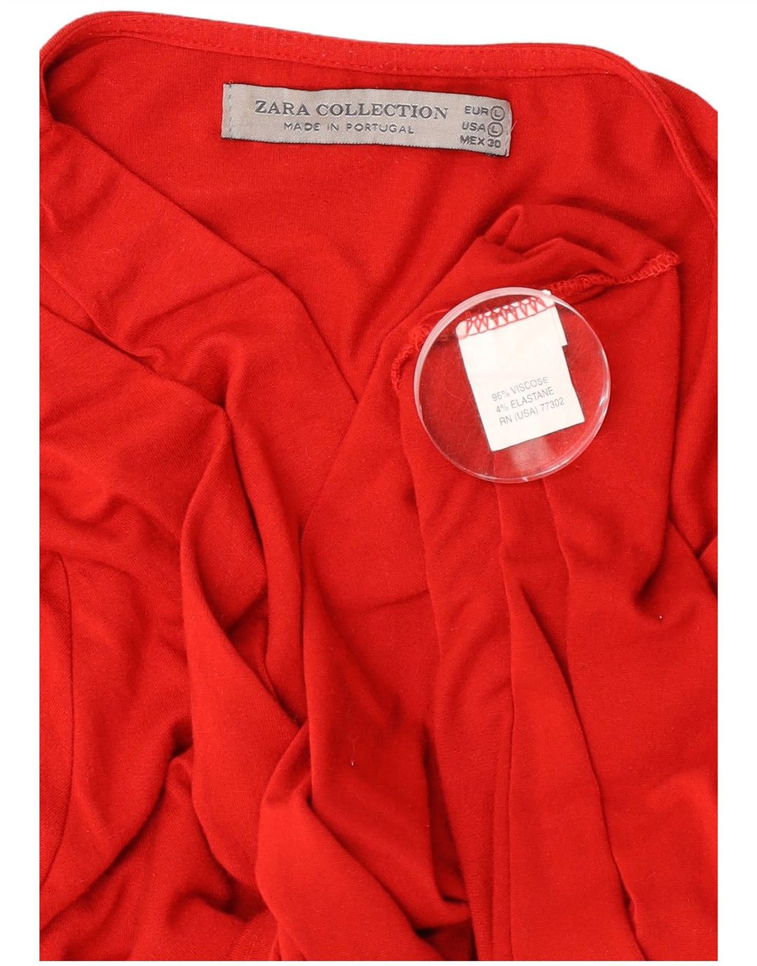 Blusa feminina de manga comprida Zara UK 14 grande viscose vermelha