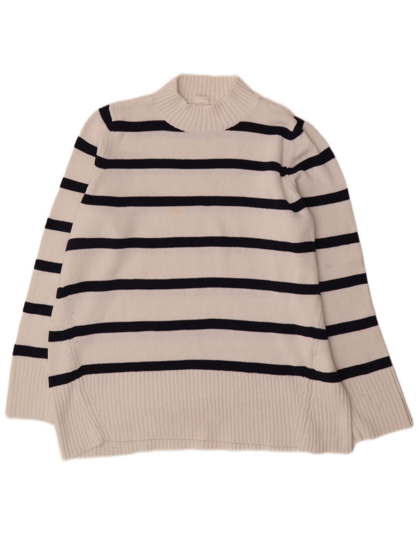 Gap Womens Turtle Neck Jumper Sweater UK 18 XL White Striped Cotton