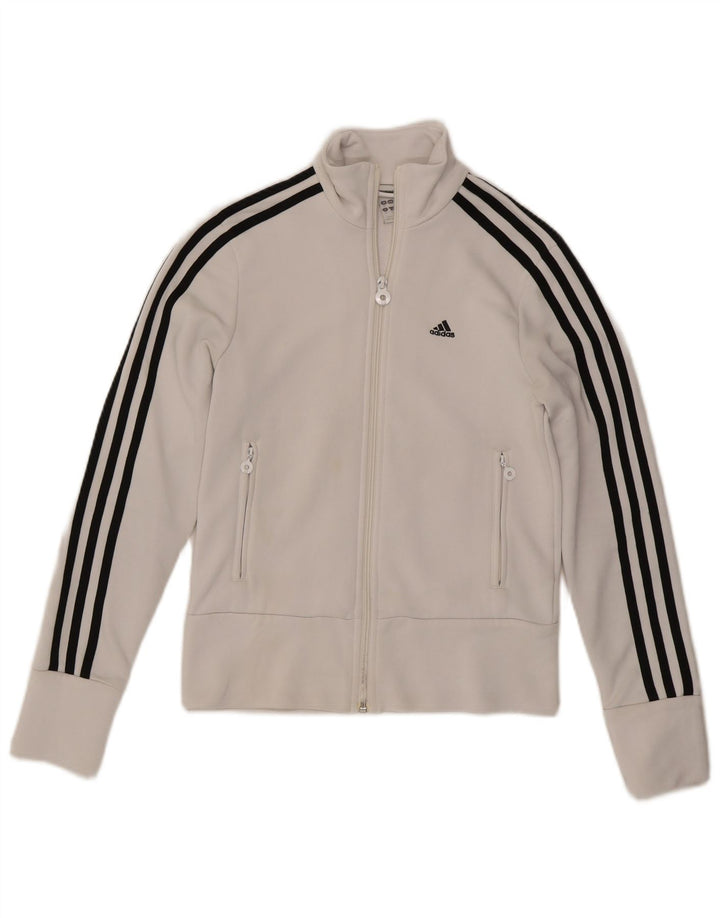 Adidas Womens Tracksuit Top Jacket UK 10 Pequeno Branco