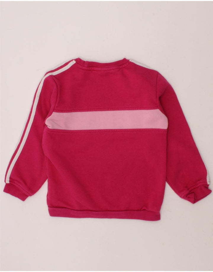 ADIDAS Girls Sweatshirt Jumper 2-3 Years Pink Colourblock Cotton Vintage Adidas and Second-Hand Adidas from Messina Hembry 