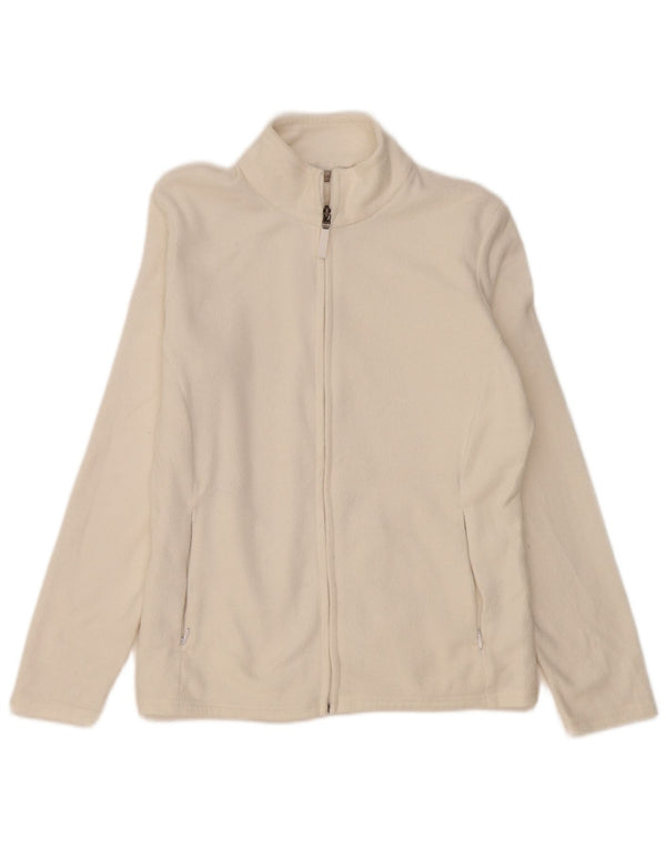 Jaqueta de lã feminina Marks & Spencer Reino Unido 14 grande poliéster branco