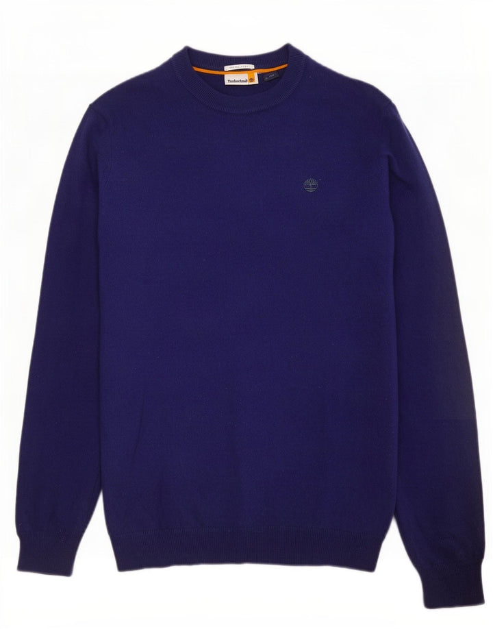 Suéter masculino Timberland com gola redonda, lã Merino azul marinho médio