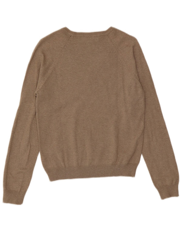 Suéter feminino Zara com decote em V Reino Unido 18 XL algodão marrom