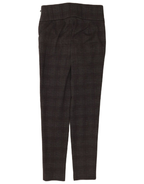 Leggings femininas Zara UK 12 xadrez cinza médio