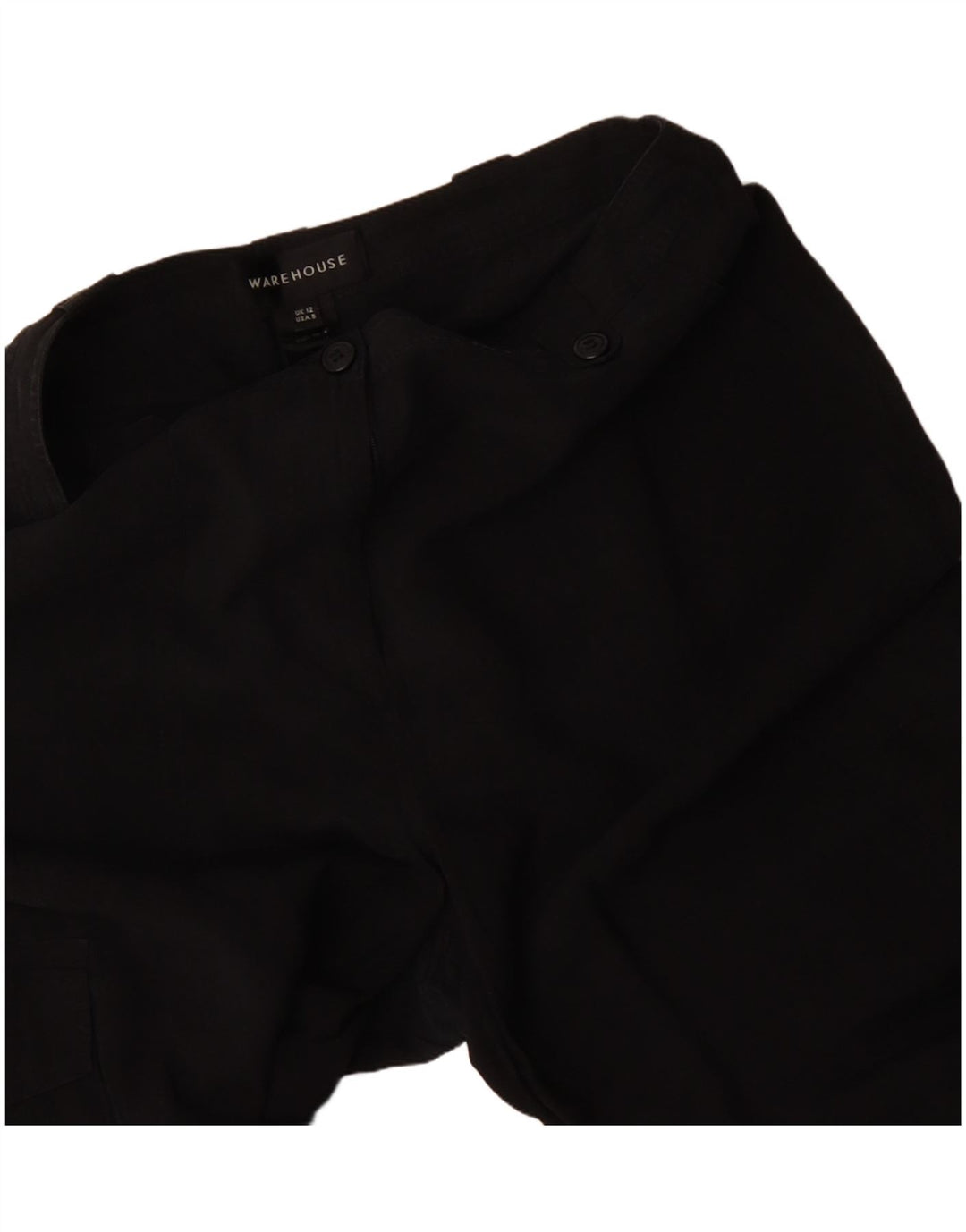 Calça cargo feminina reta Warehouse UK 12 médio W28 L31 seda preta