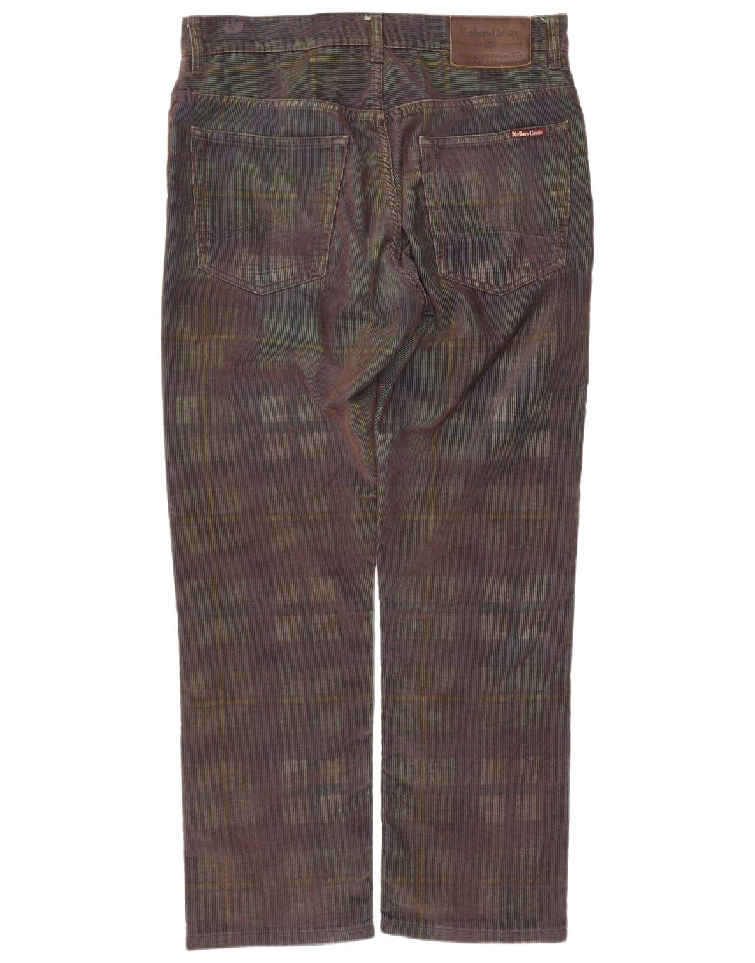 Calça masculina de veludo Marlboro Classics W34 L29 xadrez multicolorido