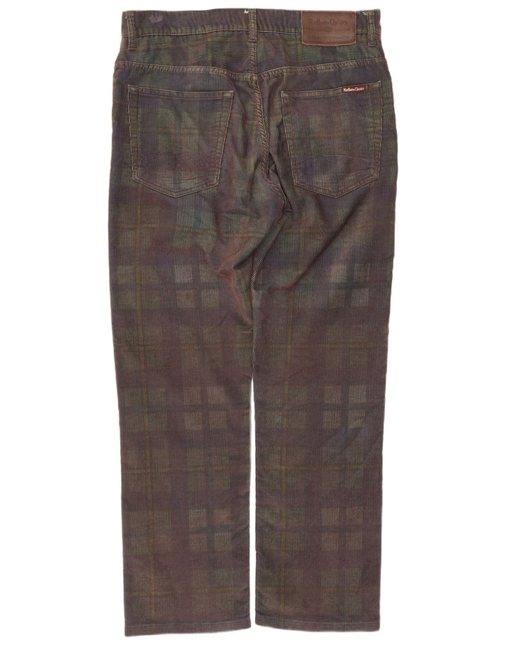 Calça masculina de veludo Marlboro Classics W34 L29 xadrez multicolorido