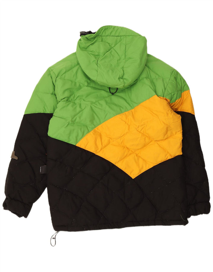Jaqueta masculina acolchoada com capuz Quiksilver UK 36 pequeno bloco colorido multicolorido