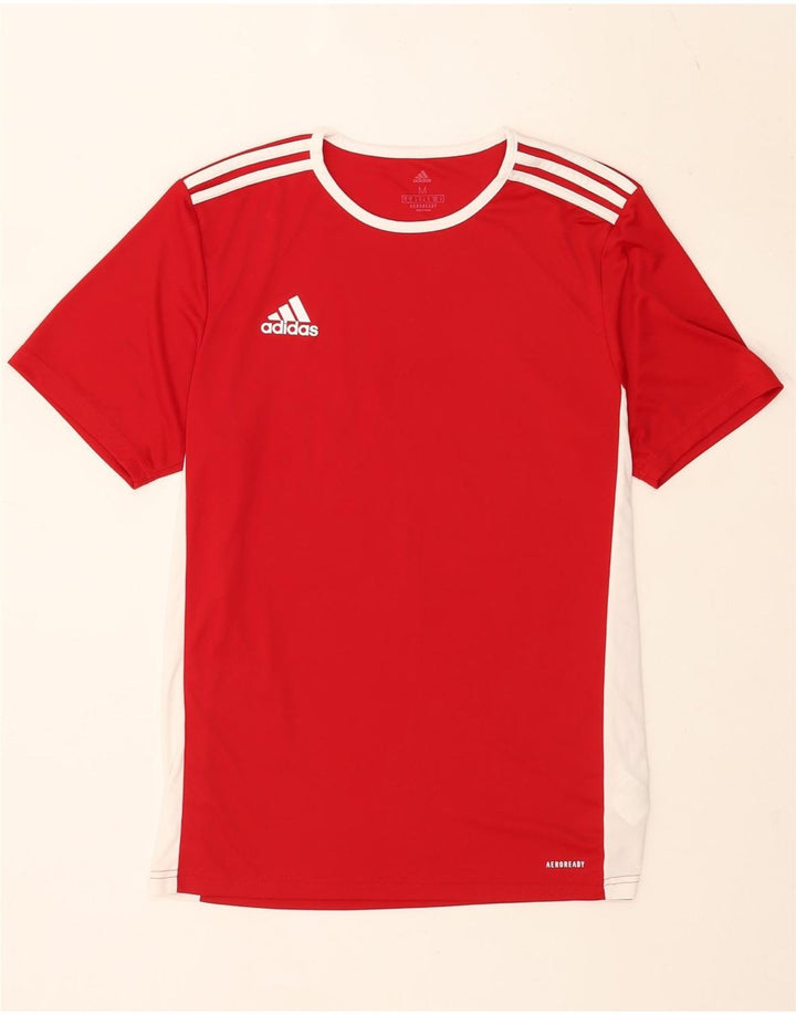 Adidas Mens Aeroready Camiseta Top Médio Vermelho Colorblock Poliéster