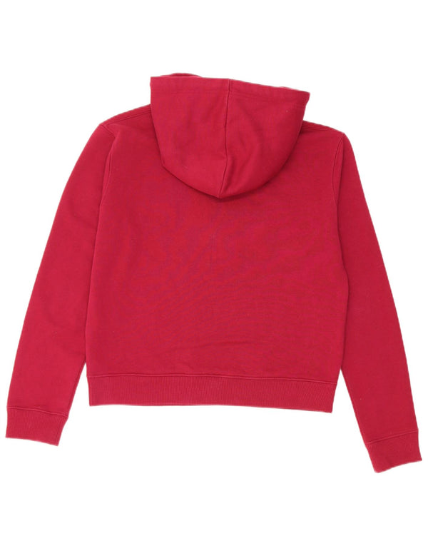 Calvin Klein Jeans feminino cropped com capuz gráfico suéter Reino Unido 10 pequeno Borgonha