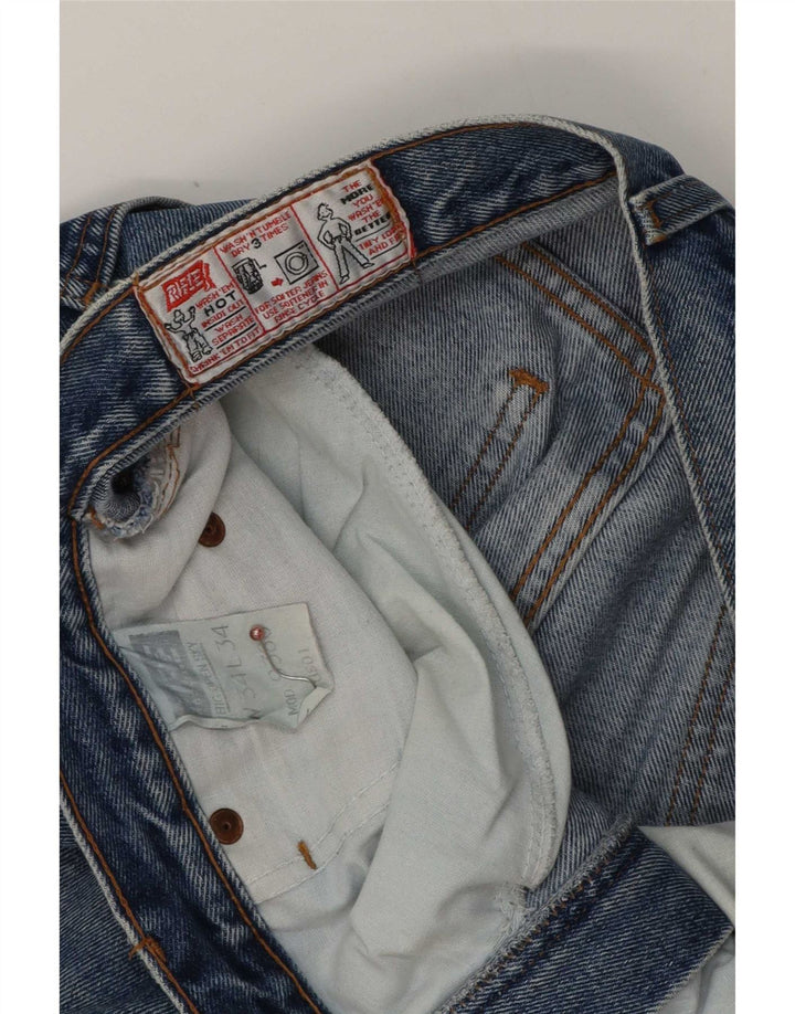 Rifle Mens Tapered Jeans W34 L31 Azul Algodão