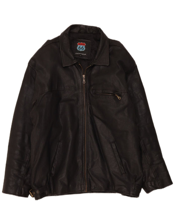 Jaqueta de couro masculina Route 66 UK 42 XL preta