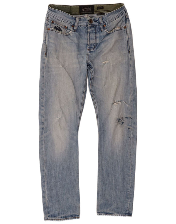 Superdry Mens Distressed Loose Jeans W30 L30 Azul Algodão