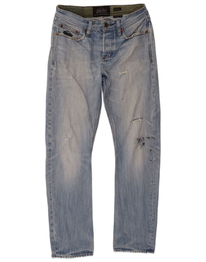 Superdry Mens Distressed Loose Jeans W30 L30 Azul Algodão