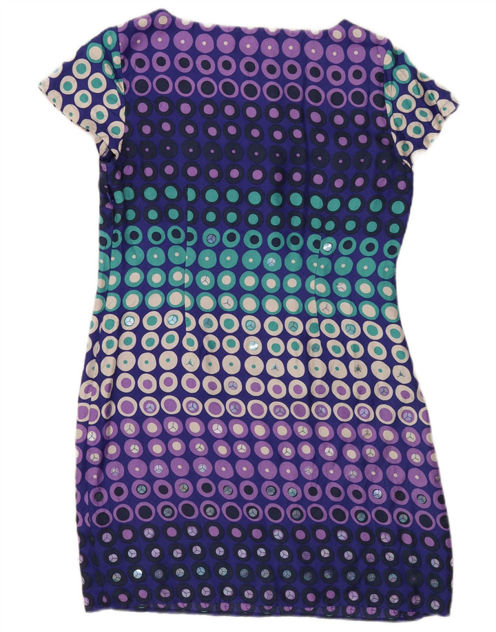 Vestido feminino Boden com bainha UK 12 médio multicolorido geométrico de seda moderno