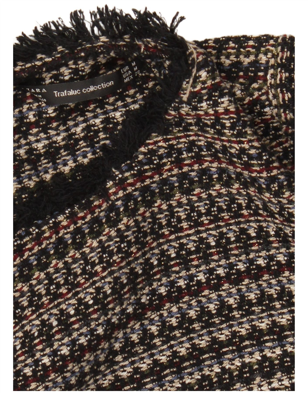 Blusa feminina Zara Trafaluc Crop manga 3/4 Top Reino Unido 12 médio multicolorido