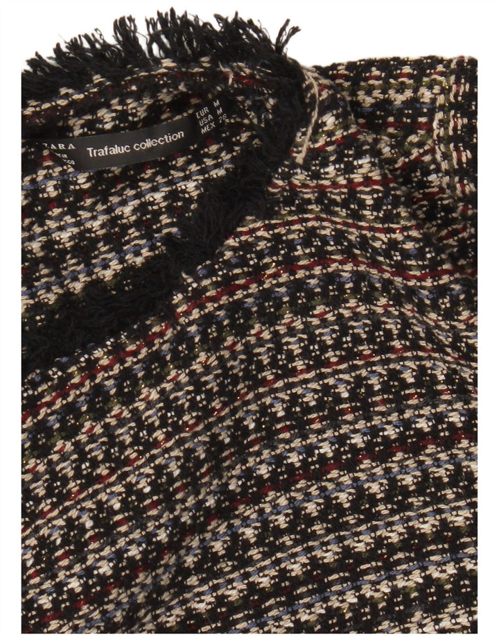 Blusa feminina Zara Trafaluc Crop manga 3/4 Top Reino Unido 12 médio multicolorido