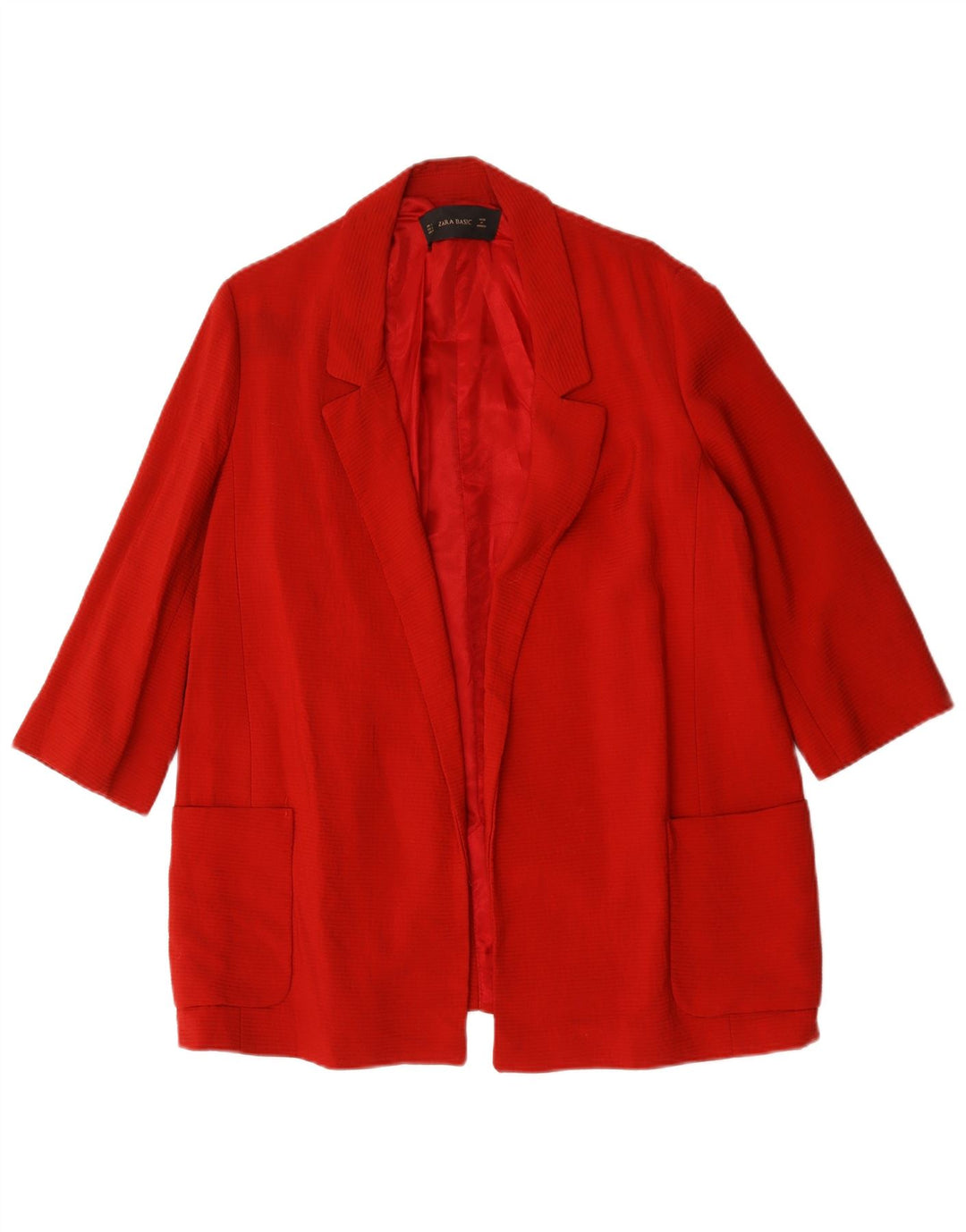 Zara Jaqueta Blazer Feminina Manga 3/4 Aberta Reino Unido 16 Grande Vermelho