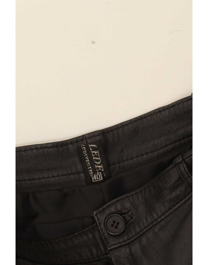 Saia de couro feminina vintage EU 40 médio W29 couro preto