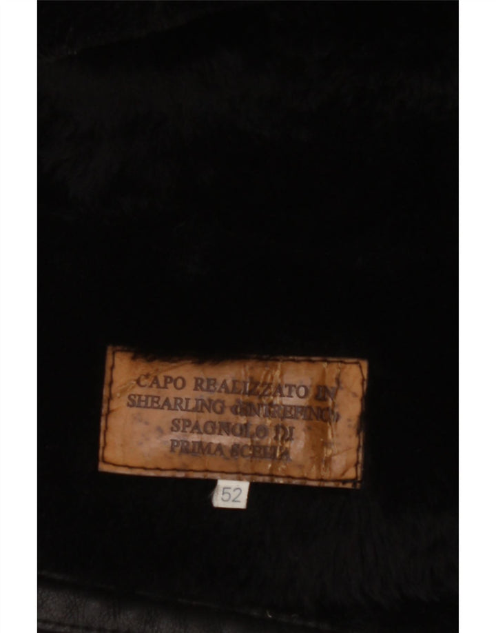 Sobretudo masculino VINTAGE Shearling IT 52 XL preto shearling