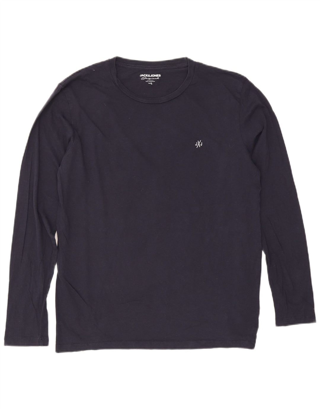 Jack & Jones Camiseta masculina de manga comprida grande algodão azul marinho