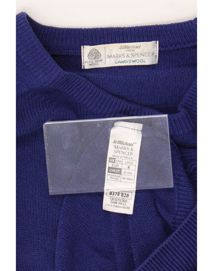 Suéter masculino Marks & Spencer St. Michael com gola canoa grande azul