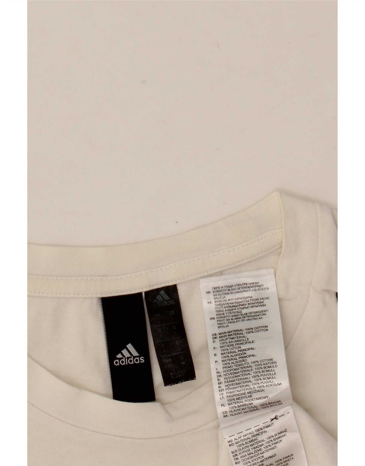 Adidas Mens T-Shirt Top Pequeno Algodão Branco