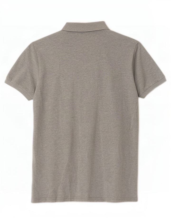 Camisa polo masculina Lyle & Scott algodão manchado cinza médio