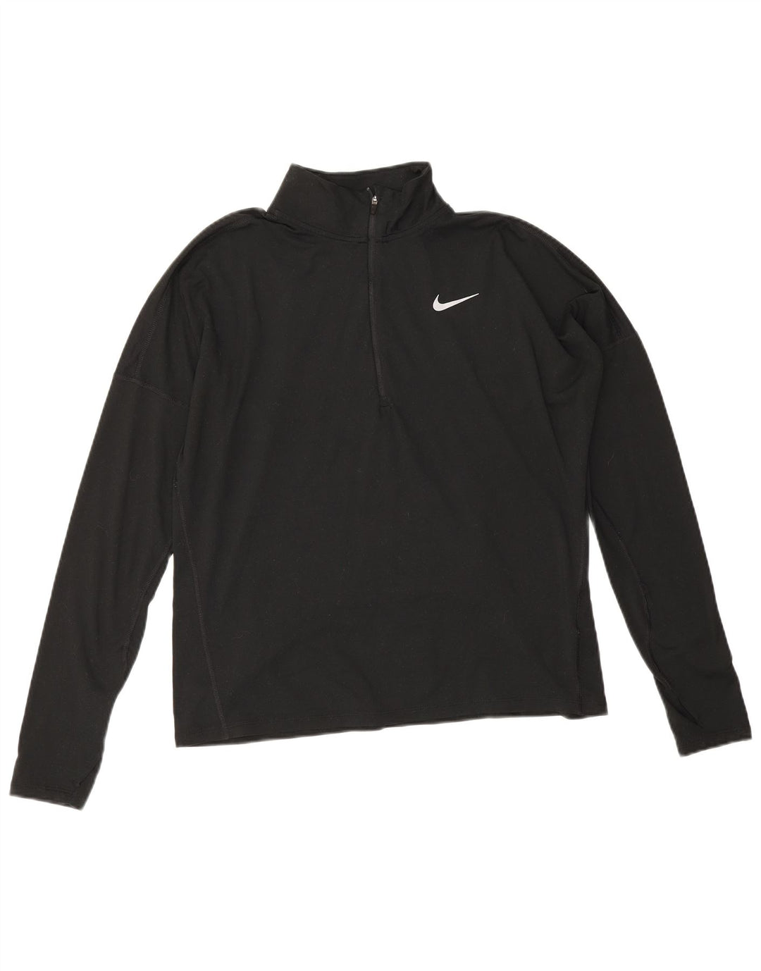 Nike Womens Dri Fit Zip Neck Pullover Treino Top Reino Unido 14 Médio Preto