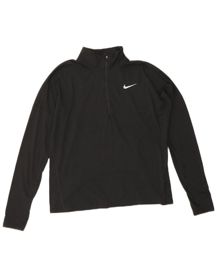 Nike Womens Dri Fit Zip Neck Pullover Treino Top Reino Unido 14 Médio Preto